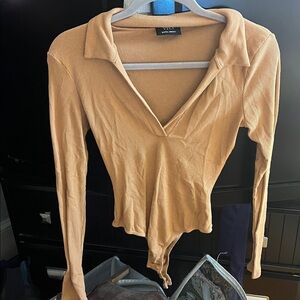 Tan Long Sleeve Bodysuit